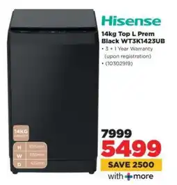 HiFi Corp Hisense 14kg Top L Prem Black WT3K1423UB offer
