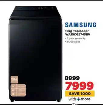 HiFi Corp SAMSUNG 15kg Toploader WA15CG5745BV offer
