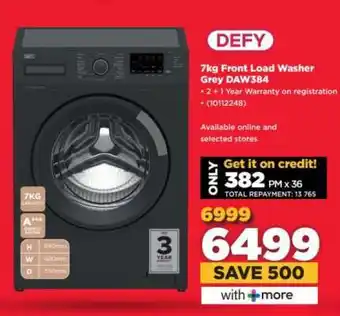 HiFi Corp DEFY 7kg Front Load Washer Grey DAW384 offer