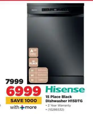 HiFi Corp Hisense 15 Place Black Dishwasher H15DTG offer