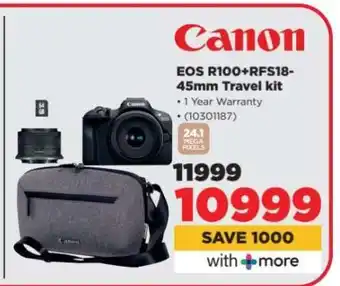 HiFi Corp Canon EOS R100+ RFS18-45mm Travel kit offer