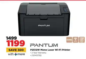 HiFi Corp PANTUM P2512W Mono Laser Wi-Fi Printer offer