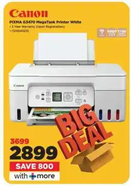 HiFi Corp Canon PIXMA G3470 MegaTank Printer White offer