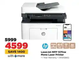 HiFi Corp HP LaserJet MFP 137fnw Mono Laser Printer offer