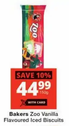 Checkers Bakers Zoo Vanilla Flavoured Iced Biscuits offer