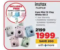 HiFi Corp instax FUJIFILM Cam Mini 12 Clay White Kit 3 offer