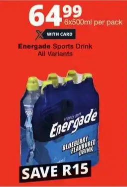 Checkers Energade Sports Drink All Variants offer