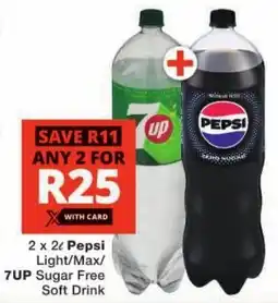Checkers Pepsi Light/Max/ 7UP Sugar Free Soft Drink offer