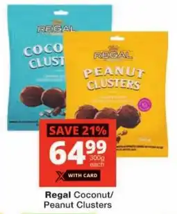 Checkers Regal Coconut/ Peanut Clusters offer