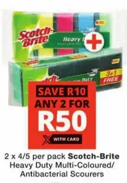 Checkers Scotch-Brite Heavy Duty Multi-Coloured/ Antibacterial Scourers offer