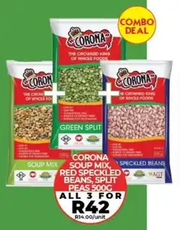 1UP Corona soup mix, red speckled beans, split peas offer