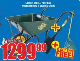 Boxer Build Lasher steel/ poly pan wheelbarrow & digging spade offer