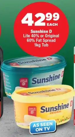 OK Foods Sunshine D Lite 40% or Original 60% Fat Spread Tub offer