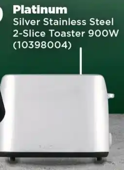 Platinum Silver Stainless Steel 2-Slice Toaster 900W