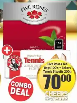 Big Save Five Roses Tea Bags + Bakers Tennis Biscuits offer