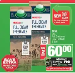 Spar SPAR ESL Full Cream or Low Fat Milk offer