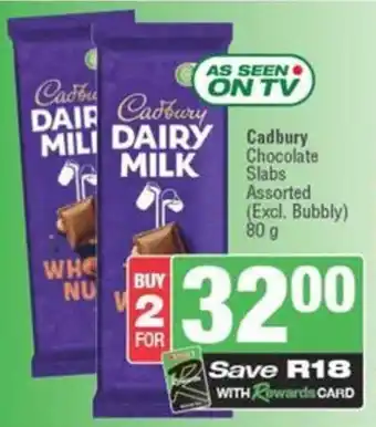 Spar Cadbury Chocolate Slabs Assorted offer