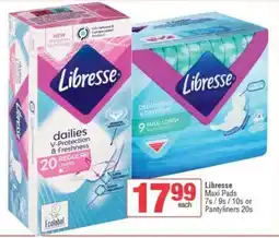 Spar Libresse Maxi Pads or Pantyliners offer