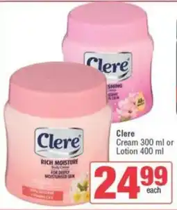 Spar Clere Cream or Lotion offer