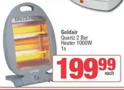 Spar Goldair Quartz 2 Bar Heater 1000W offer