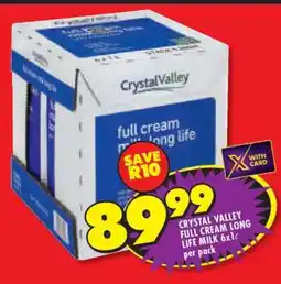 Shoprite CRYSTAL VALLEY FULL CREAM LONG LIFE MILK 6x1L offer
