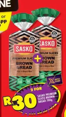 Shoprite Sasko Premium Slices Brown Bread 700g offer