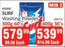 KitKat Cash and Carry SURF Washing Powder 300g 60's offer