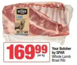 Spar Your Butcher by SPAR Whole Lamb Braai Rib offer