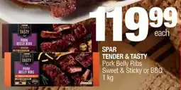 Spar SPAR TENDER & TASTY Pork Belly Ribs Sweet & Sticky or BBQ offer