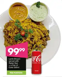 Save Hyper Lamb Briyani served with Raita/ Soji + a Can of Coke offer