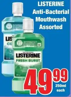 Boxer Superstores LISTERINE Anti-Bacterial Mouthwash Assorted offer