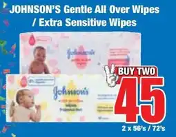 Boxer Superstores JOHNSON'S Gentle All Over Wipes/ Extra Sensitive Wipes offer