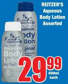 Boxer Superstores REITZER'S Aqueous Body Lotion Assorted offer