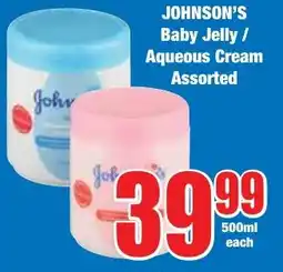 Boxer Superstores JOHNSON'S Baby Jelly/ Aqueous Cream Assorted offer