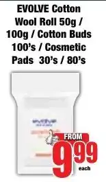 Boxer Superstores EVOLVE Cotton Wool Roll/ Cotton Buds/ Cosmetic Pads offer