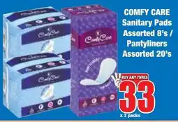 Boxer Superstores COMFY CARE Sanitary Pads Assorted/ Pantyliners Assorted offer