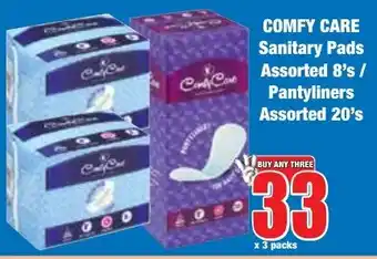 Boxer Superstores COMFY CARE Sanitary Pads Assorted/ Pantyliners Assorted offer