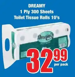 Boxer Superstores DREAMY 1 Ply 300 Sheets Toilet Tissue Rolls offer