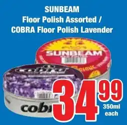 Boxer Superstores SUNBEAM Floor Polish Assorted/ COBRA Floor Polish Lavender offer
