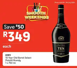 Makro KWV 10 Year Old Barrel Select Potstill Brandy offer