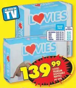 Shoprite Lovies premium disposable nappies offer