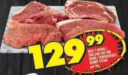 Shoprite Beef t-bone/ sirloin on the bone/ tenderised/ rump steak offer
