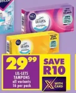 Shoprite Lil-lets tampons all variants offer