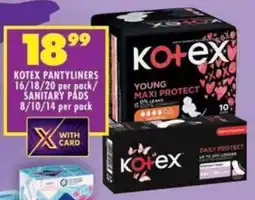 Shoprite Kotex pantyliners/ sanitary pads offer