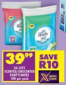 Shoprite Lil-lets scented/ unscented pantyliners offer