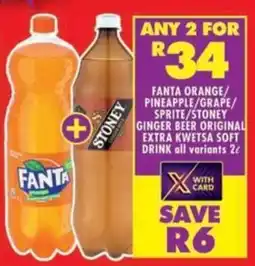 Shoprite Fanta orange/ pineapple/ grape/ sprite/ stoney ginger beer original extra kwetsa soft drink all variants offer