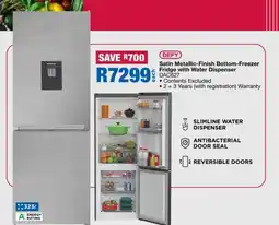 OK Furniture DEFY Satin Metallic-Finish Bottom-Freezer Fridge with Water Dispenser offer