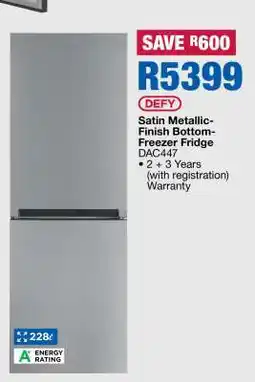 OK Furniture Defy Satin Metallic-Finish Bottom-Freezer Fridge DAC447 offer