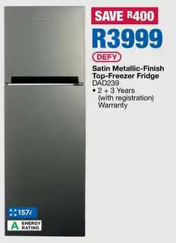 OK Furniture DEFY Satin Metallic-Finish Top-Freezer Fridge offer