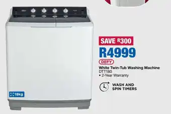 OK Furniture DEFY White Twin-Tub Washing Machine DTT180 offer